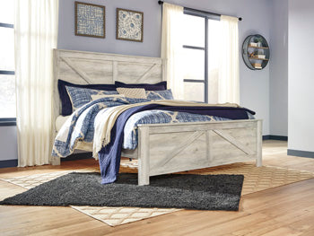 Signature Design Whitewash King Crossbuck Panel Bed