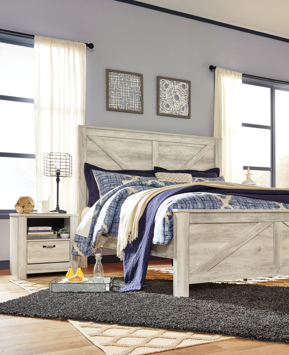 Signature Design Whitewash King Crossbuck Panel Bed