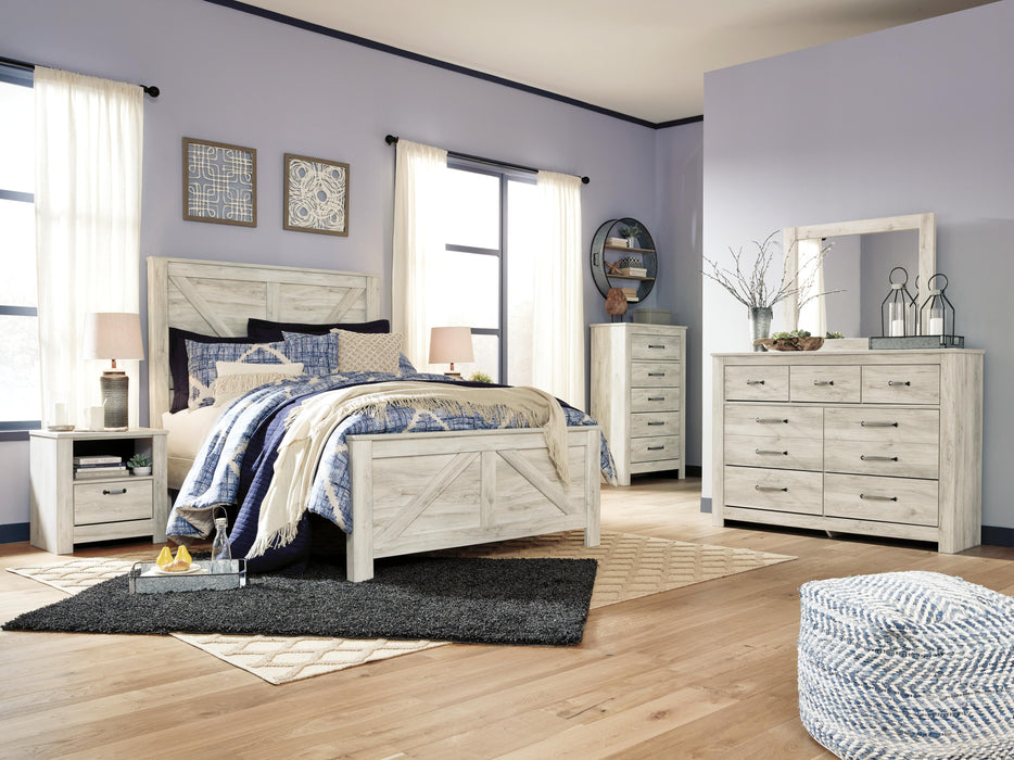 Signature Design Whitewash Queen Crossbuck Panel Bed