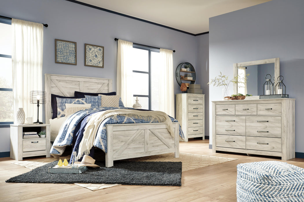 Signature Design Whitewash Queen Crossbuck Panel Bed