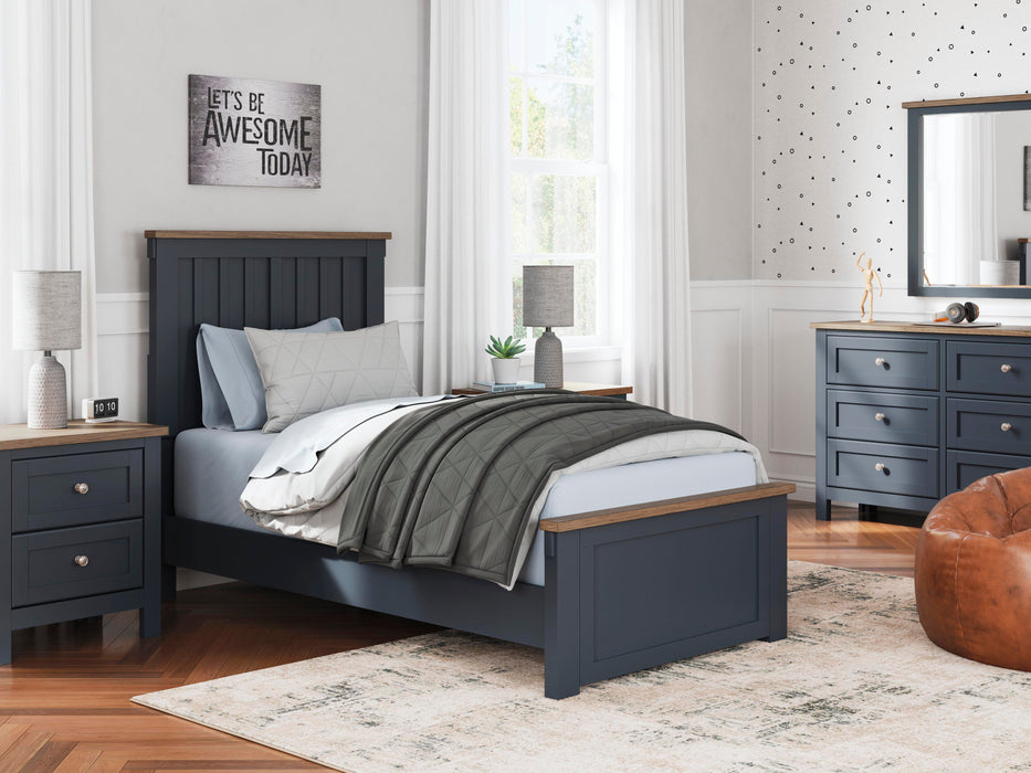 Signature Design Brown/Blue Twin Panel Bed