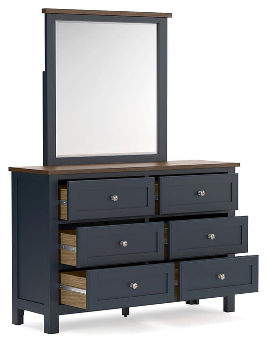 Signature Design Brown/Blue Dresser and Mirror