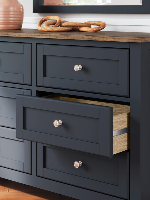 Signature Design Brown/Blue Dresser and Mirror
