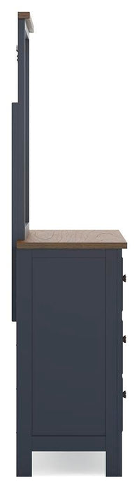 Signature Design Brown/Blue Dresser and Mirror