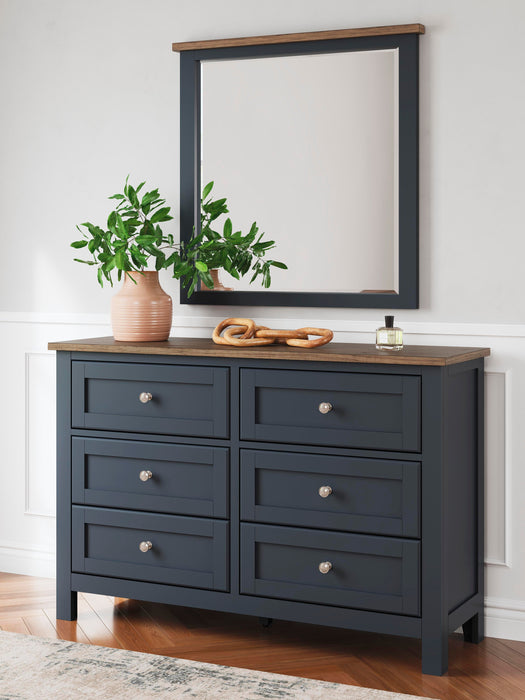 Signature Design Brown/Blue Dresser and Mirror