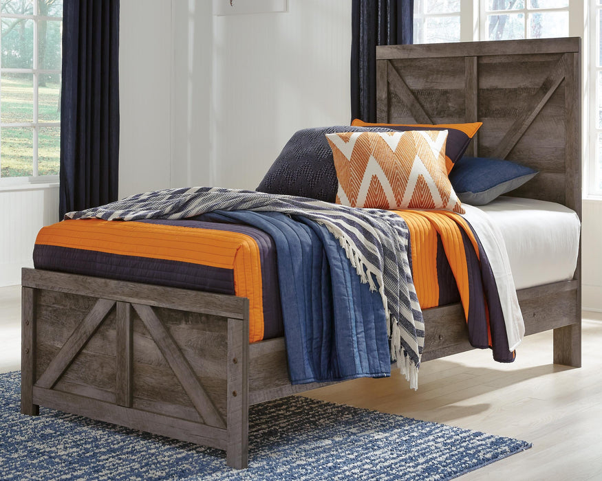 Signature Design Gray Twin Crossbuck Panel Bed