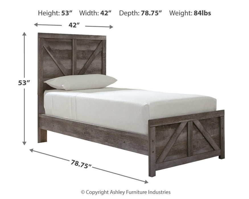 Signature Design Gray Twin Crossbuck Panel Bed
