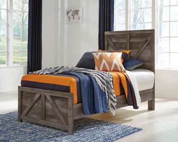 Signature Design Gray Twin Crossbuck Panel Bed