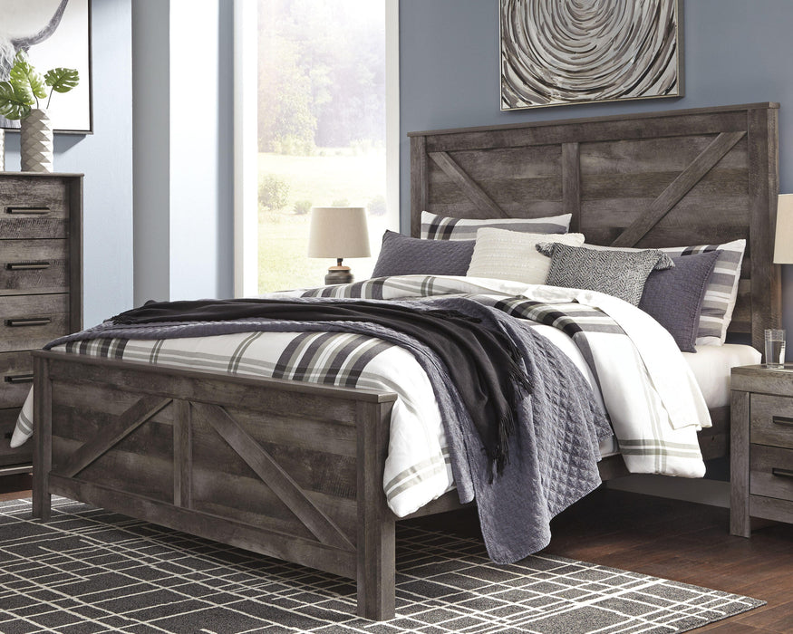 Signature Design Gray King Crossbuck Panel Bed