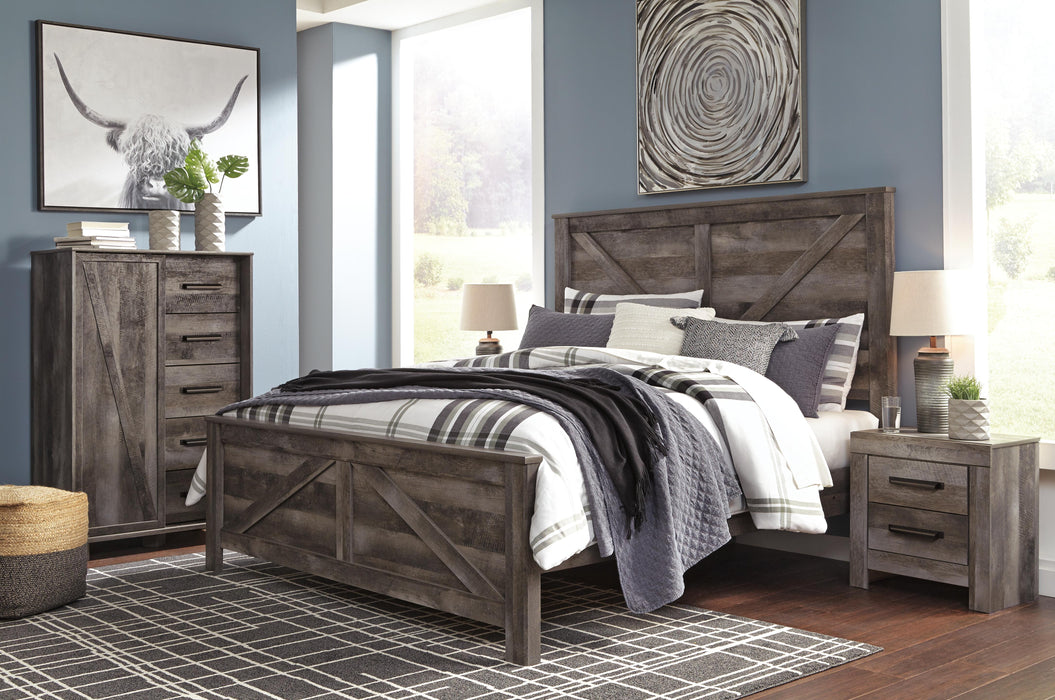 Signature Design Gray King Crossbuck Panel Bed