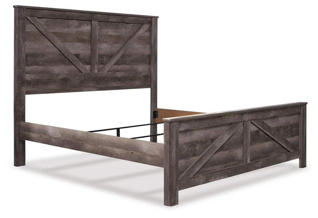 Signature Design Gray King Crossbuck Panel Bed
