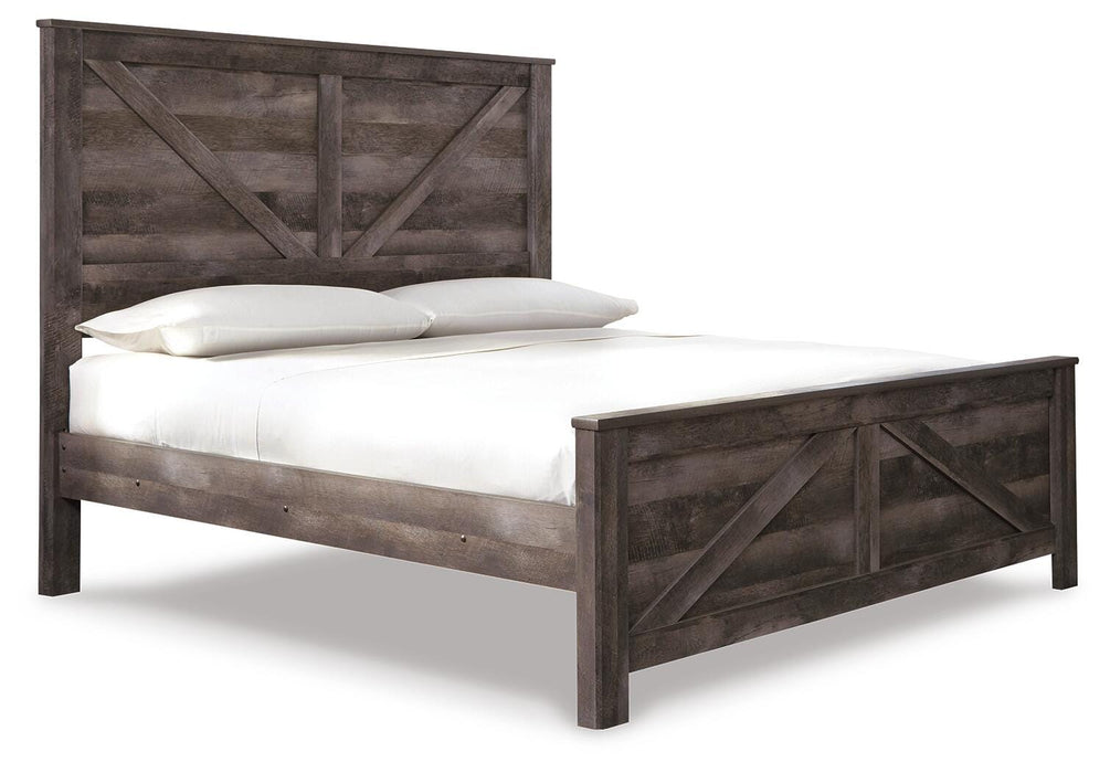 Signature Design Gray King Crossbuck Panel Bed
