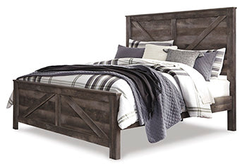 Signature Design Gray King Crossbuck Panel Bed