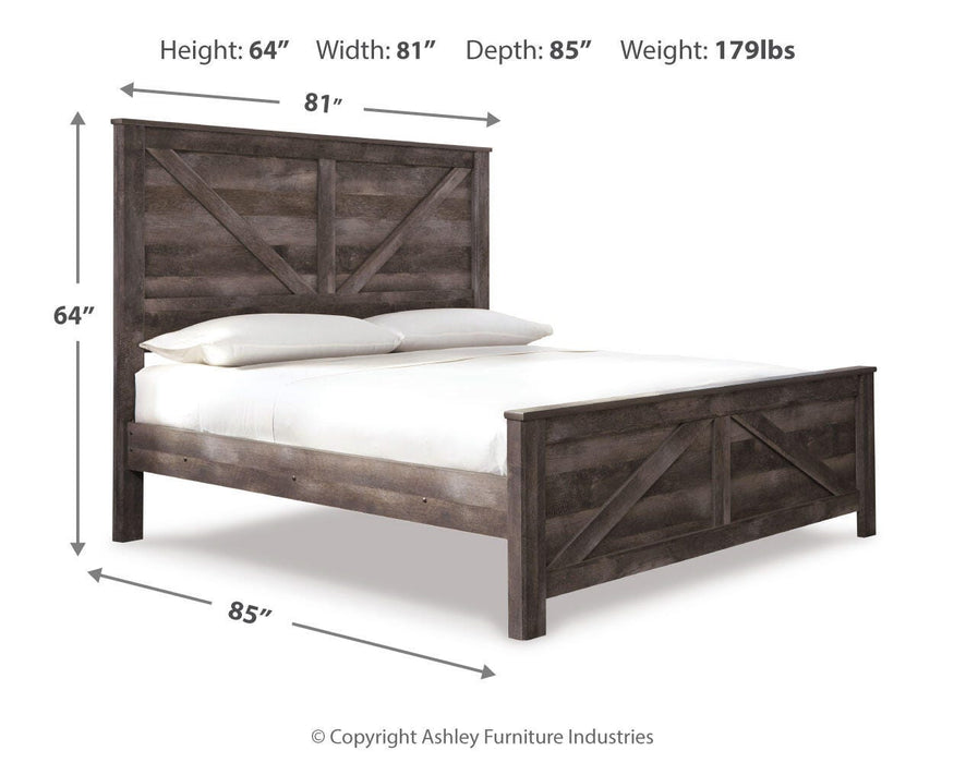 Signature Design Gray King Crossbuck Panel Bed