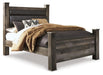 Signature Design Gray Queen Upholstered Poster Bed