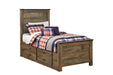 Signature Design Brown Twin Panel Bed with 2 Storage Drawers