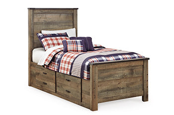Signature Design Brown Twin Panel Bed with 2 Storage Drawers