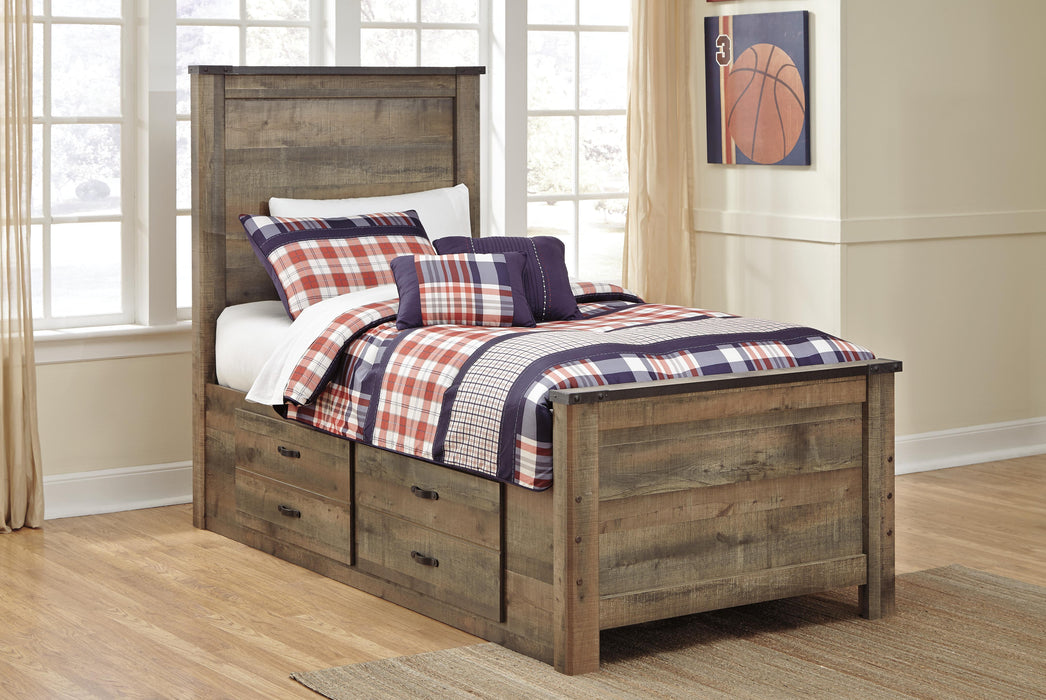 Signature Design Brown Twin Panel Bed with 2 Storage Drawers