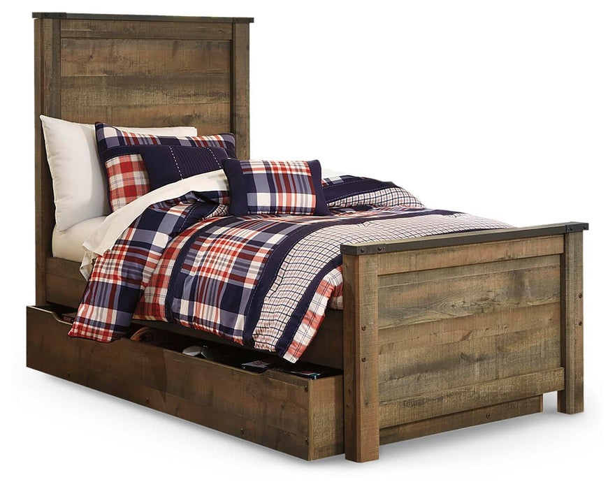 Signature Design Brown Twin Panel Bed with 1 Large Storage Drawer