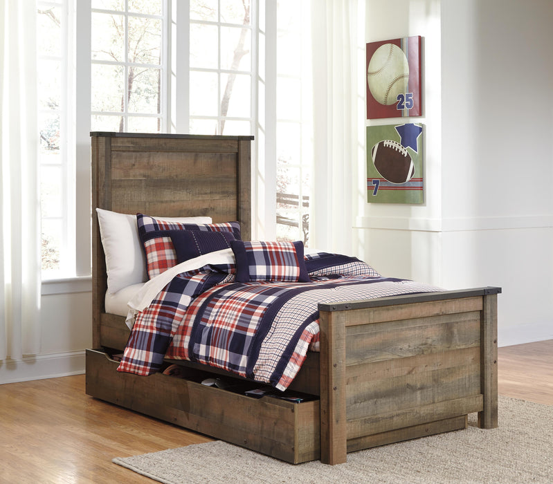 Signature Design Brown Twin Panel Bed with 1 Large Storage Drawer