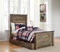 Signature Design Brown Twin Panel Bed with 1 Large Storage Drawer