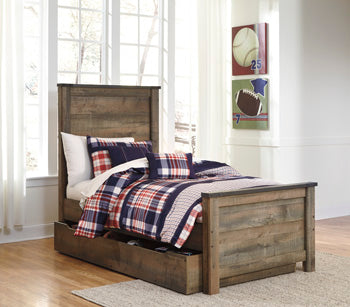 Signature Design Brown Twin Panel Bed with 1 Large Storage Drawer