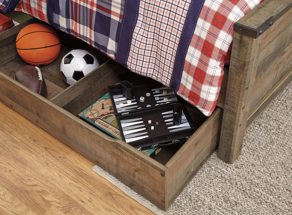 Signature Design Brown Twin Panel Bed with 1 Large Storage Drawer
