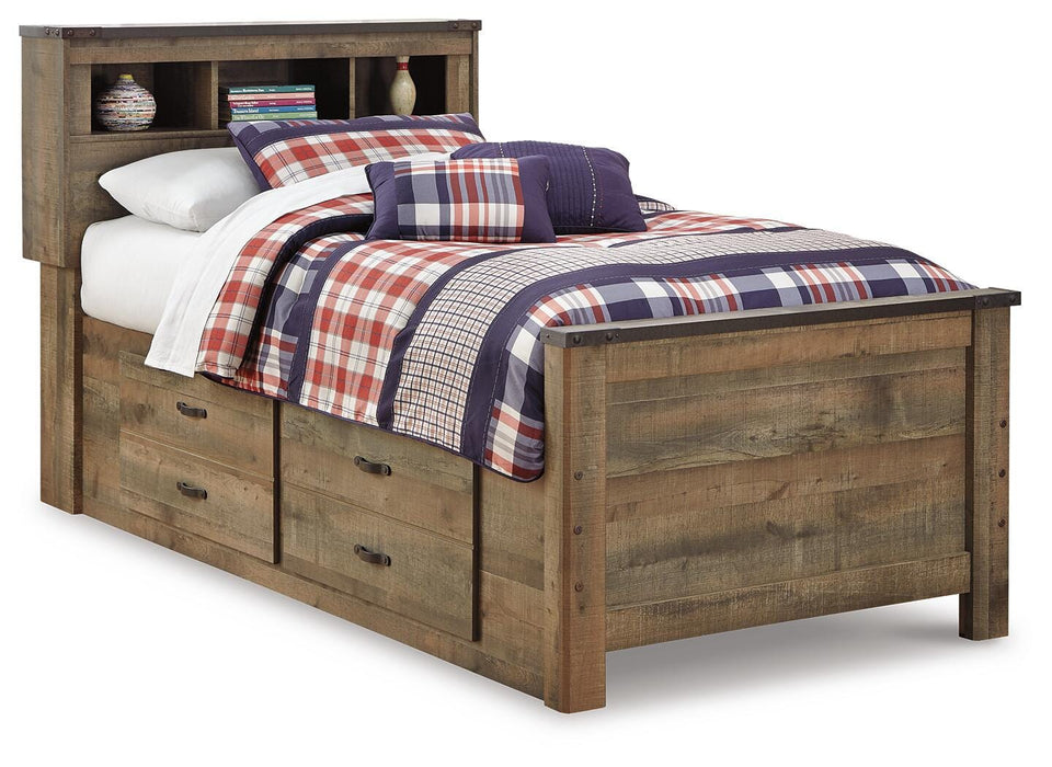 Signature Design Brown Twin Bookcase Bed with 2 Storage Drawers