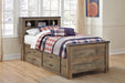 Signature Design Brown Twin Bookcase Bed with 2 Storage Drawers
