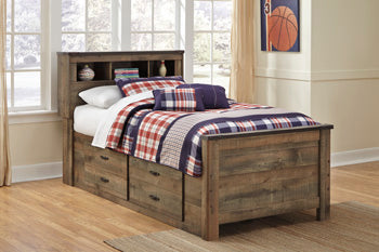 Signature Design Brown Twin Bookcase Bed with 2 Storage Drawers