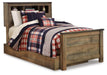Signature Design Brown Twin Bookcase Bed with 1 Large Storage Drawer