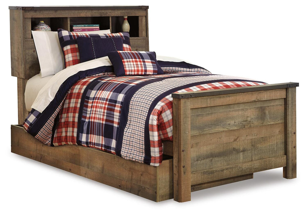 Signature Design Brown Twin Bookcase Bed with 1 Large Storage Drawer