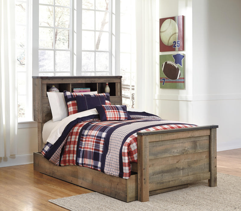Signature Design Brown Twin Bookcase Bed with 1 Large Storage Drawer