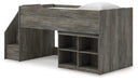 Signature Design Gray Twin Loft Bed with Bookcase Storage