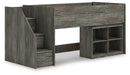 Signature Design Gray Twin Loft Bed with Bookcase Storage