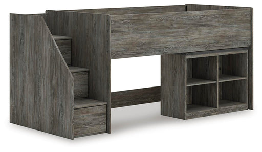 Signature Design Gray Twin Loft Bed with Bookcase Storage