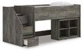 Signature Design Gray Twin Loft Bed with Bookcase Storage