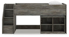 Signature Design Gray Twin Loft Bed with Bookcase Storage
