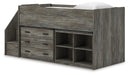 Signature Design Gray Twin Loft Bed with Bookcase and Drawer Storage