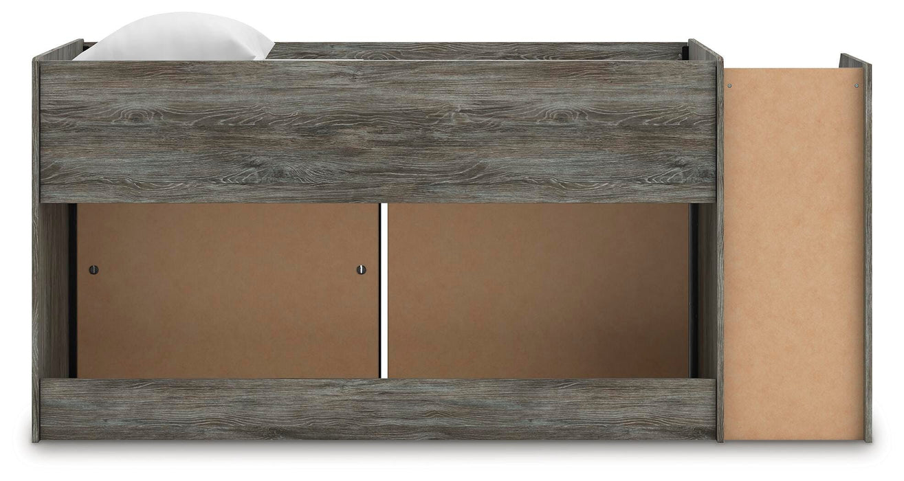 Signature Design Gray Twin Loft Bed with Bookcase and Drawer Storage