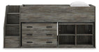 Signature Design Gray Twin Loft Bed with Bookcase and Drawer Storage