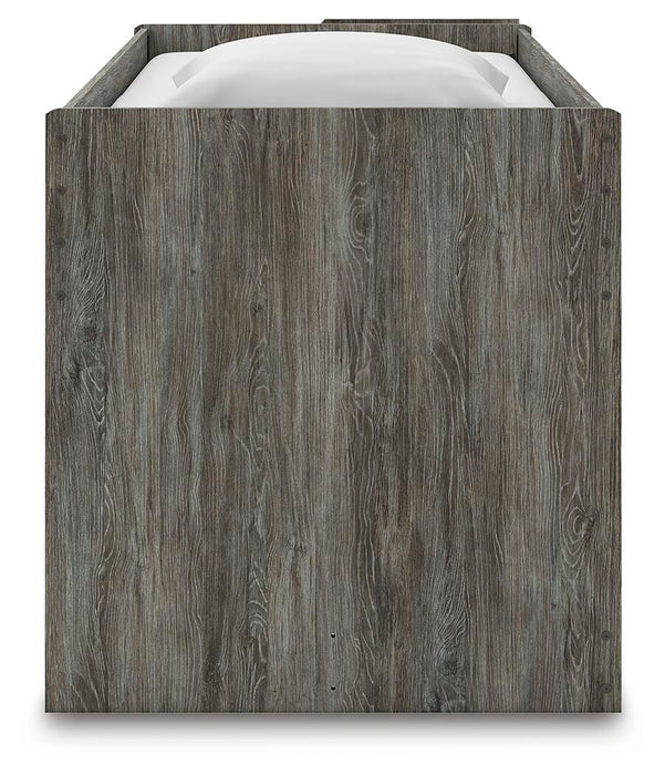 Signature Design Gray Twin Loft Bed with Bookcase and Drawer Storage