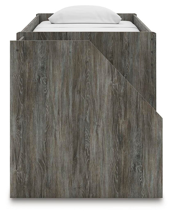 Signature Design Gray Twin Loft Bed with Bookcase and Drawer Storage