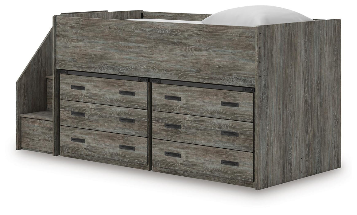 Signature Design Warm Gray Twin Loft Bed with Drawer Storage