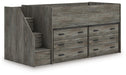 Signature Design Warm Gray Twin Loft Bed with Drawer Storage