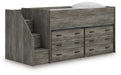 Signature Design Warm Gray Twin Loft Bed with Drawer Storage