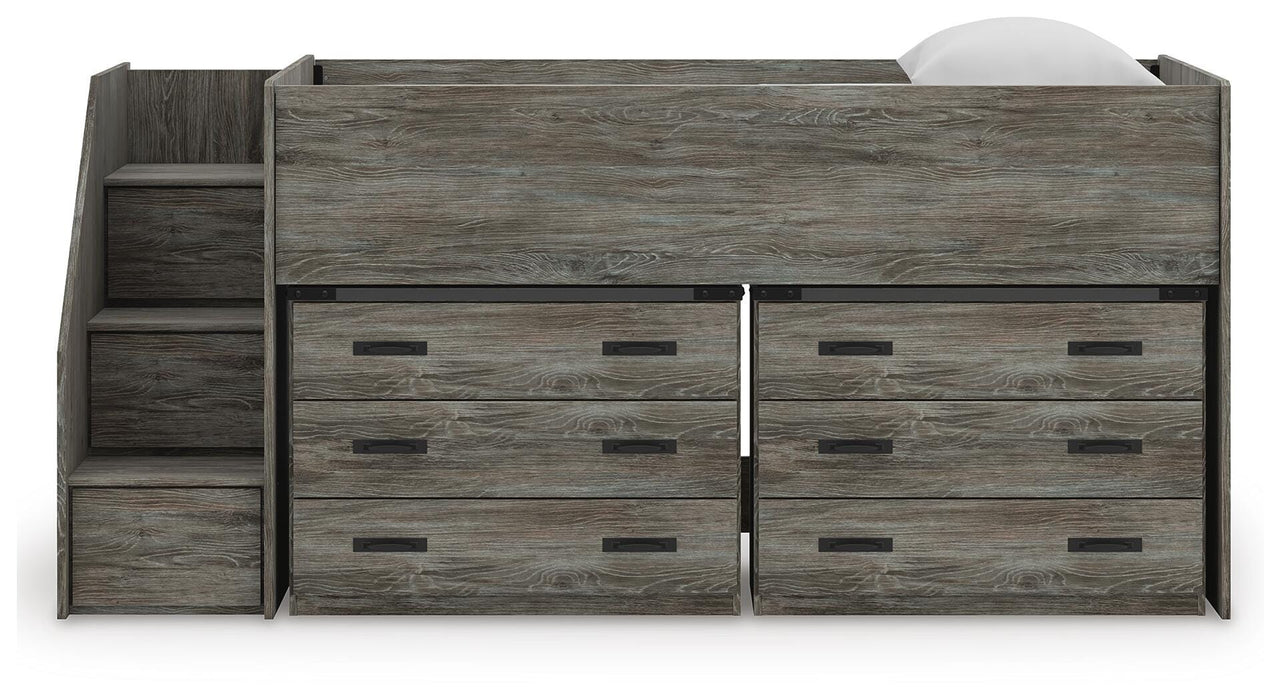 Signature Design Warm Gray Twin Loft Bed with Drawer Storage