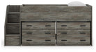 Signature Design Warm Gray Twin Loft Bed with Drawer Storage