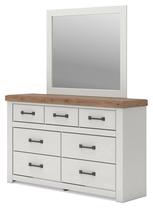 Benchcraft White/Brown Dresser and Mirror