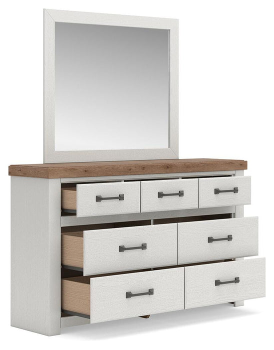 Benchcraft White/Brown Dresser and Mirror